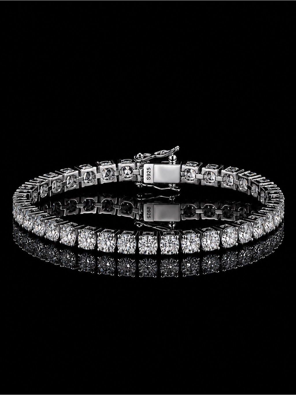 925 Silver, 12.6ctw Moissanite Tennis Bracelet - 7.5”